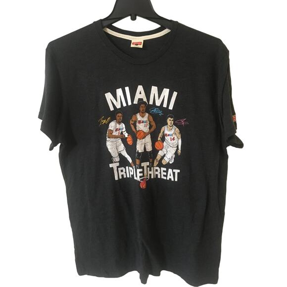 Miami Triple Threat,  Butler, Adebayo, Herro, Homage XL Dark Gray Soft T-shirt - Picture 1 of 5